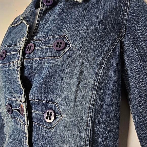 Kenzie Long Denim Jacket Trench Coat Women's 4 Y2K Indie Sleaze Jean Duster - Picture 3 of 11